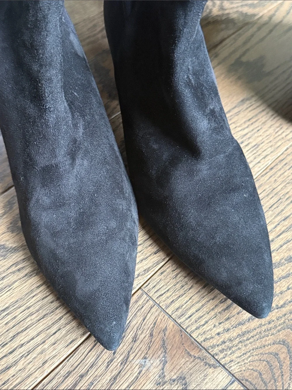 Stuart Weitzman Black Suede Over-the-Knee Block Heel Boots